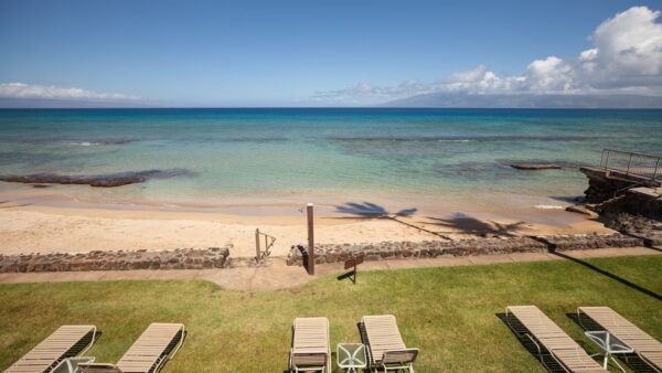 A view of the beach from above.